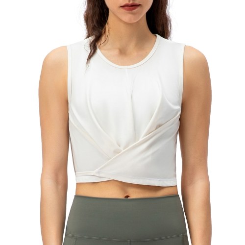 Crop-Tanktops für Damen mit gebundenem Saum, ärmellose Lauf-T-Shirt-Westen für Workout-Sportarten