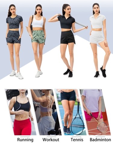 Women Sports Shorts with Pockets High Waist Shorts for Running Tennis