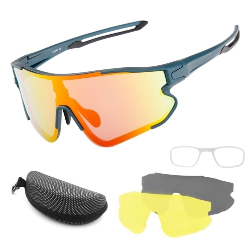 

Cycling Glasses with 2 Interchangeable Lenses UV400 Sports MTB Road Bike Glasses for Running Driving Fishing Baseball Golf