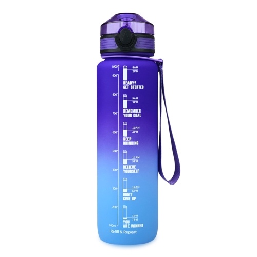 

1000ml Water Bottle with Motivational Time Marker BPA Free Leak-proof Sports Bottle for Outdoor Sports Fitness Gym Cycling Backpacking