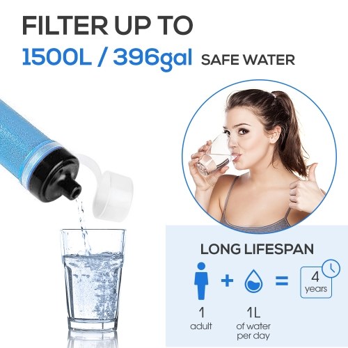 Portable 3-Stage Filtration Water Filter with Straw 