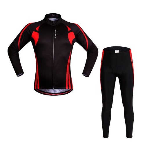 WOSAWE® Unisex traspirante Ciclismo asciugatura rapida full-zip manica lunga Jersey Pantaloni vestiti della bicicletta degli insiemi bici da corsa Mountain bike Outdoor Sports