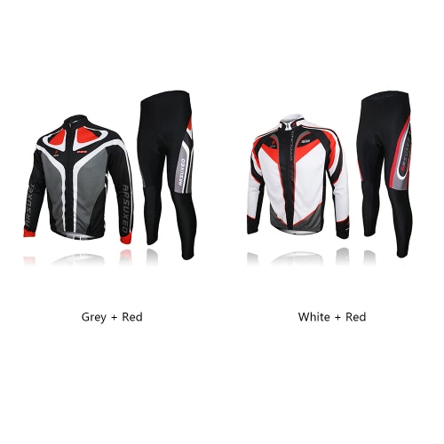 

ARSUXEO Men's Outdoor Breathable Comfortable Long Sleeve Jacket Padded Pants Cycling Clothing Set Riding Sportswear