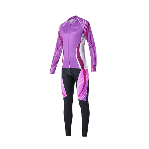 

Arsuxeo Women's Outdoor Breathable Comfortable Long Sleeve Cycling Clothing Set Cycling Jacket Padded Pants Riding Sportswear