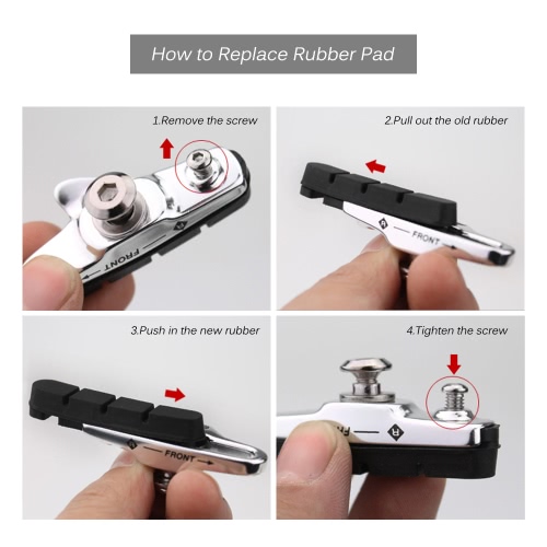

Lixada 55mm Road Bicycle Cycling Bike Brake Holder Shoes Rubber Pads Blocks