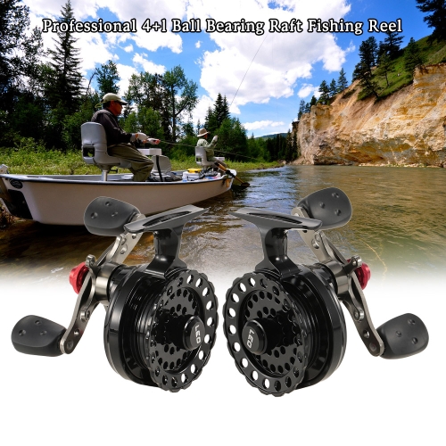 

4+1 Ball Bearing 2.6:1 Gear Ratio Right/Left Hand Raft Fishing Reel Fly Reel Wheel Ice Fishing Reel Star Drag Fishing Tackles with Storage Pouch