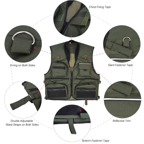 

Summer Men Multifunctional Quick-Drying Mesh Fishing Vest Jacket Loose Multi-Pocket Outdoor Photography Angler Waist Coat