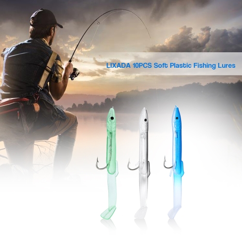 

LIXADA 10PCS Soft Plastic Fishing Lures