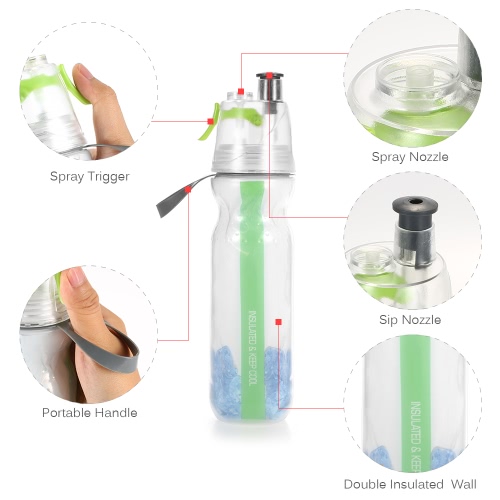 

750ML Insulated Sports Spray Water Bottle Portable Spray Drinking Cup Plastic Spray Drinking Bottle for Outdoor Hiking Cycling Mou