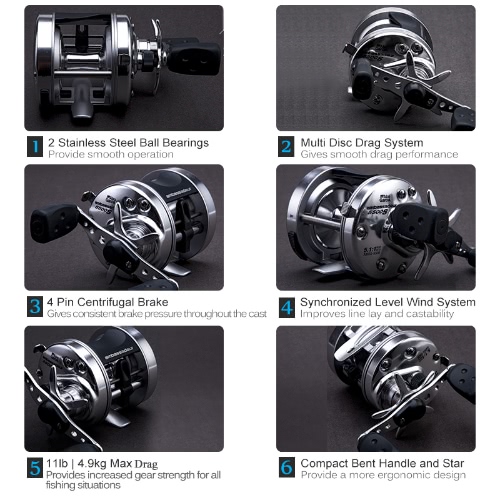 

ABU GARCIA AMBASSADEUR S Round Wheel 5.1:1 Right / Left Hand Bait Casting Fishing 2BB Drum Fishing Reel