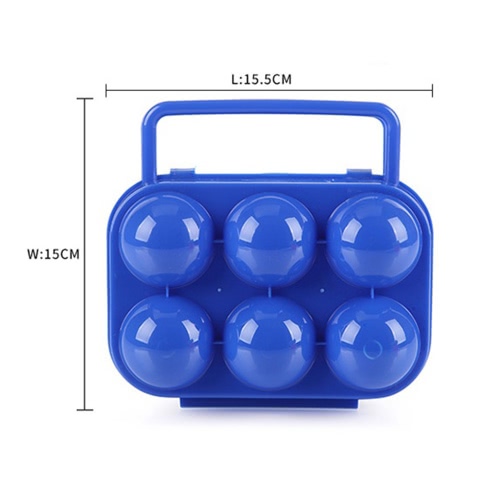 

Outdoor Camping Hiking Picnic Plastic Folding 6 Eggs Carrier Holder Container Keeper Storage Box Case with Handle Blue