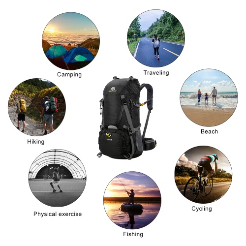 

50+10L Waterproof Outdoor Sport Hiking Trekking Camping Travel Backpack Pack Mountaineering Climbing Knapsack with Rain Cover