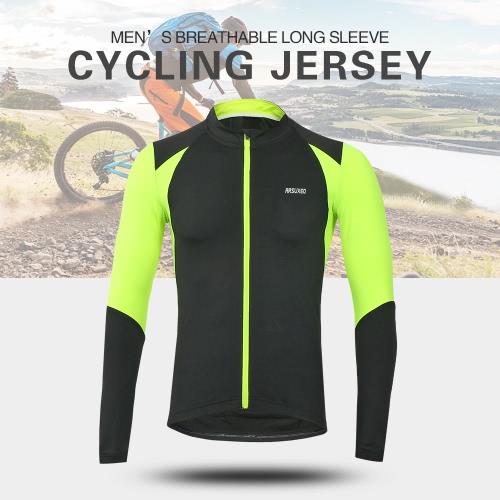 

Arsuxeo Outdoor Sports Men's Cycling Jersey Bike Bicycle Long Sleeve Slim Fit Compression MTB Clothing Shirt Jersey