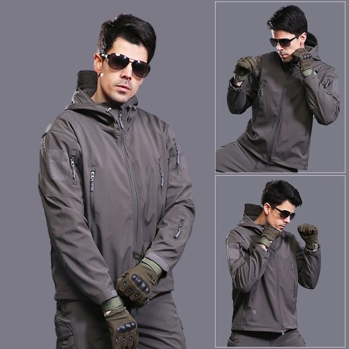 

Men's Windproof Fleece Jacket Winter Warm Coat Outdoor Sport Hooded Ski Jacket Coat