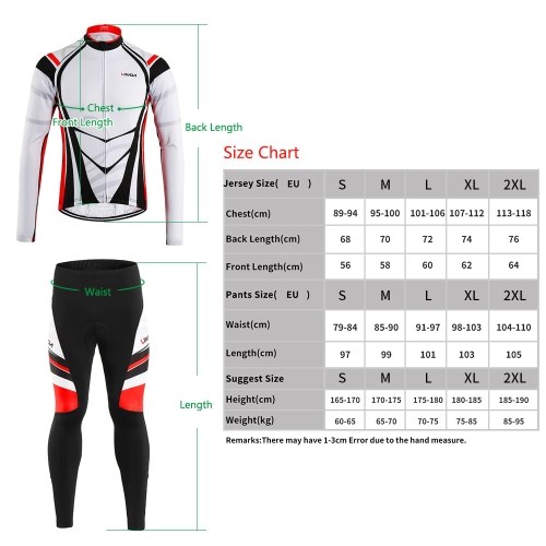 

Lixada Men's Winter Thermal Fleece Cycling Clothing Set Long Sleeve Windproof Cycling Jersey