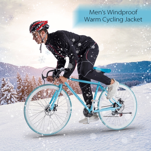 

Men's Autumn Winter Fleece Thermal Windproof Cycling Jacket Outdoor Sport Long Sleeve MTB Bike Bicycle Riding Jersey Coat