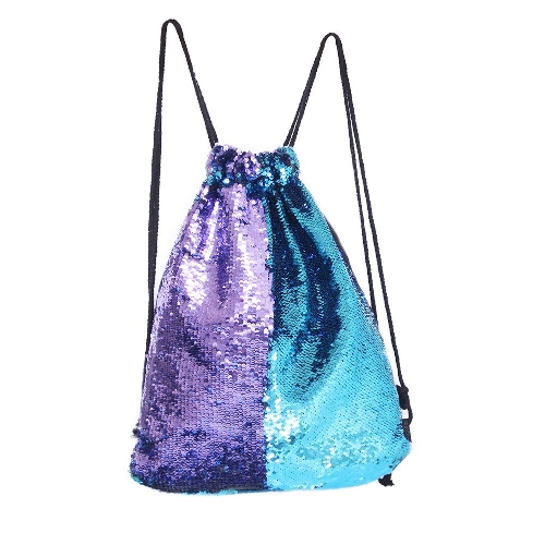 

Women Cosmetic Bags Fashion Glittering Dance Bag Double Color Reversible Sequins Daypack Drawstring Glitter Backpack Magic Paillette Sackpack for Girls
