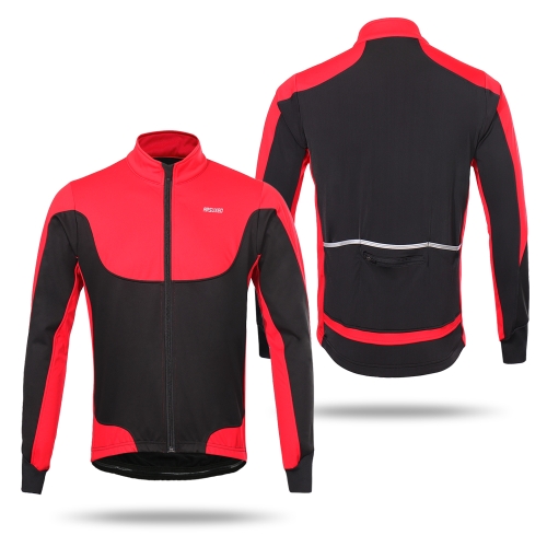 Arsuxeo Hommes Coupe-Vent Thermique Polaire Doublé Hiver Vélo Veste En Plein Air Sport Manteau Manches Longues Jersey