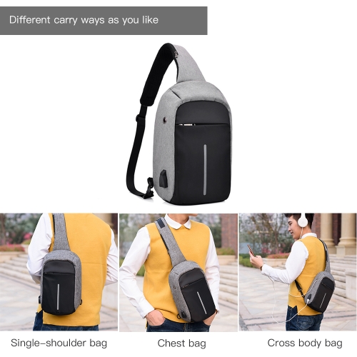 

USB Charging Bag Sling Bag Pack Shoulder Chest Cross Body Backpack Daypack Bike Cycling Travel Hiking Sports Bag