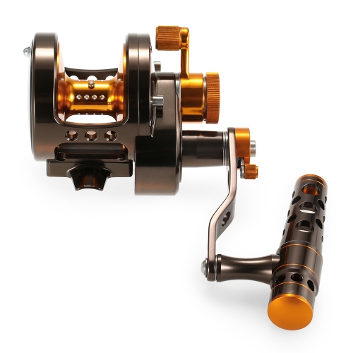 Aluminum CNC Machined 2-Speed Fishing Reel Lever Drag Big Game Trolling Reel Sea Boat Jigging Reel