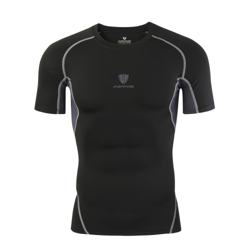 

Men Fitness T-Shirt High Elastic Breathable Sport Shirt Quick Drying Absorbent Tight Compression Sportswear