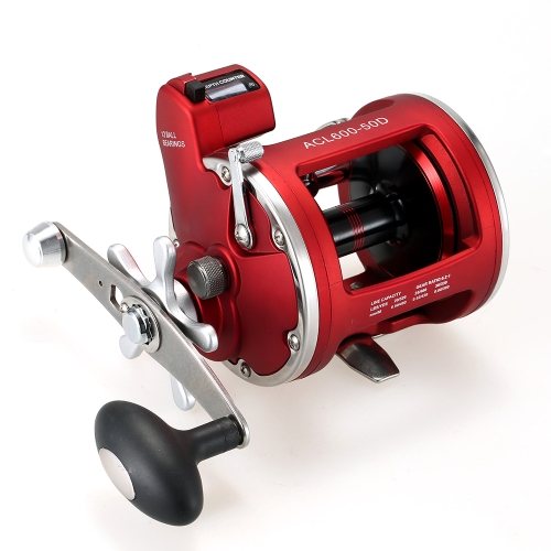 12 Ball Bearings Fishing Trolling Reel with Line Counter Alarm Bell Drum Reel