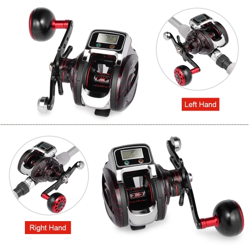 

14+1 BB Ball Bearing 6.3:1 Bait Casting Fishing Reel One-way Clutch Baitcasting Reel Left/Right Hand Fishing Reel Fishing Line Counter Fishing Reel