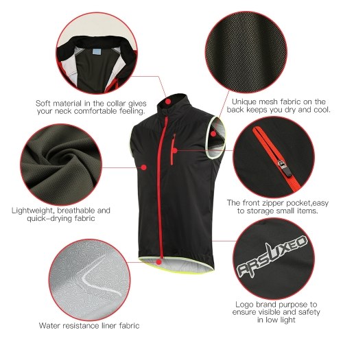 

ARSUXEO Men’s Sleeveless Cycling Jersey Full Zipper Breathable Running Tops