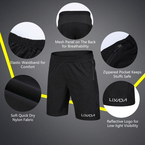 

Lixada Men's Lightweight Cycling Shorts Running Gym Training Casual Sport Shorts Breathable Mesh Back