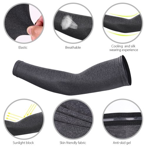 2 Pcs Cooling Arm Sleeves Stretchy Long Protective Arm Cover Uv Protection Absorbent Sleeves For Cycling Driving Running Basketball Football Outdoor Activity