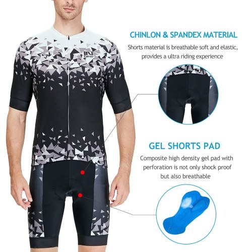 

Men's Summer Cycling Clothing Set Breathable Short Sleeve Cycling Shirt Bike Riding Jersey and 3D Padded Shorts Set