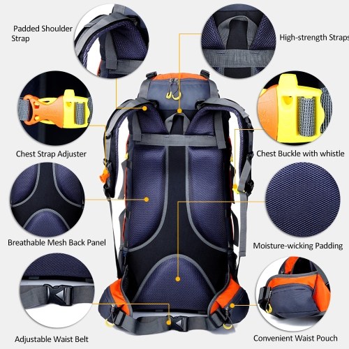 

80L Backpack Internal Frame Outdoor Water Resistant Backpack Climbing Fishing Hiking Daypack Camping Outdoor Trekking Mountaineering Bag With Rain Cover