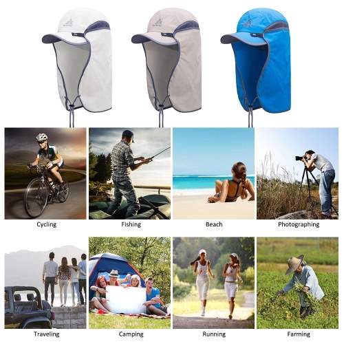 UV Protection Hat UPF 50+ Outdoor Fishing Camping Hiking Climbing Gardening Sun Protection Cap with Detachable Neck Flap