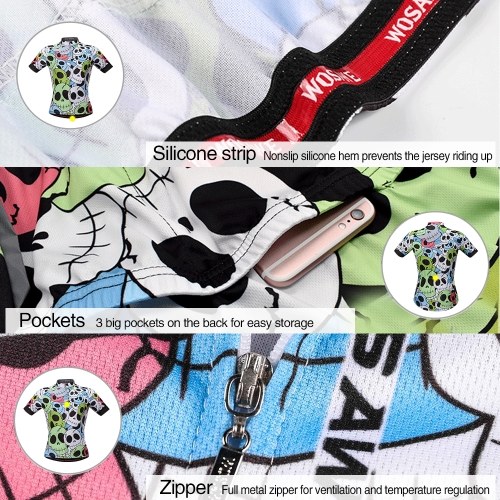 

Men's Summer Cycling Jersey Breathable Short Sleeve Full Zip Bike Shirt