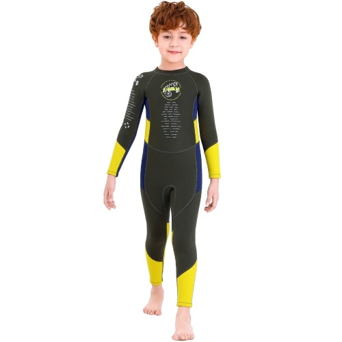 

Boys Wetsuit Long Sleeve Diving Swimsuit with Safety Zipper Quick Dry One Piece Surf Suit for Water Sports