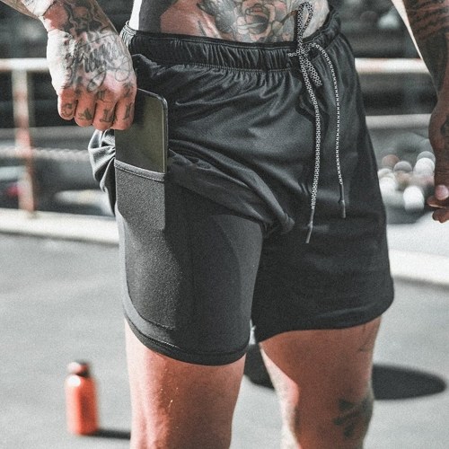 

Men 2-in-1 Workout Running Shorts Sport Hip Fitness Lightweight Gym Yoga Training Sport Wear Tie Belt Waist Hot Pants Loose-Fit Performance Shorts