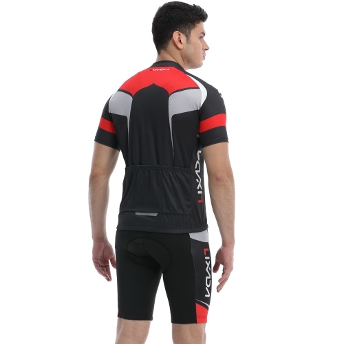 Lixada Men's Short Sleeve Cycling Jersey Padded Bib Short Set Breathable Quick-drying Cycling Cloth Set