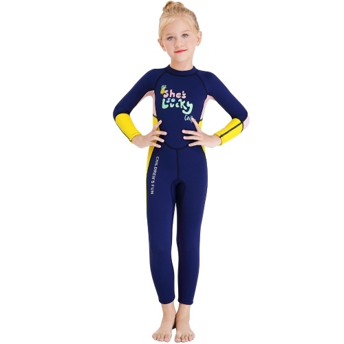

Girls Wetsuit Long Sleeve Diving Swimsuit with Safety Zipper Quick Dry One Piece Surf Suit for Water Sports
