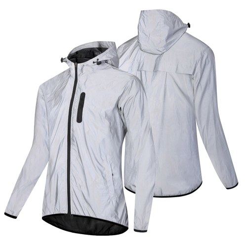 

Reflective Jacket with Hood Waterproof Hooded Wind Coat for Men Women Night Safety Jacket for Cycling Running Jogging Walking