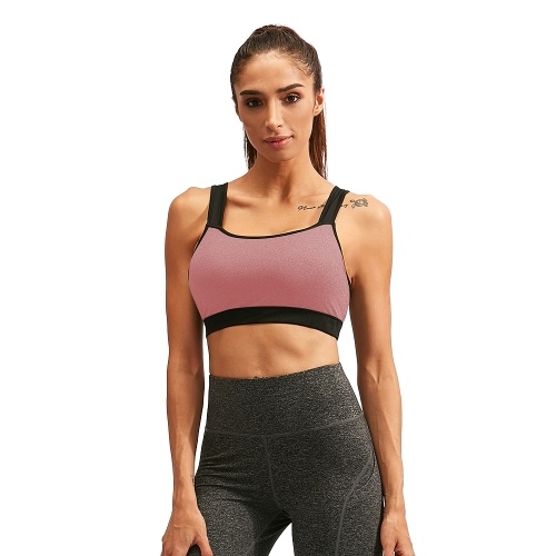 

Fitness Women Yoga Bras Tank Top Padded Workout Vest Backless Racerback Splice Color Running Gym Push Up Sport Brassiere