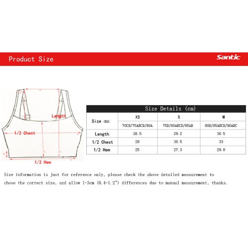 

Santic Women's Sports Bra Full Coverage Wire Free Running Yoga Underwear