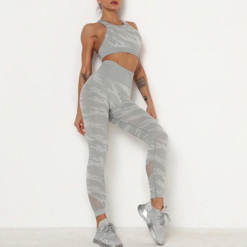 

Women Camouflage Yoga Set 2-Piece Bra Tights Suit Crop Top High Waist Leggings Sports Wear