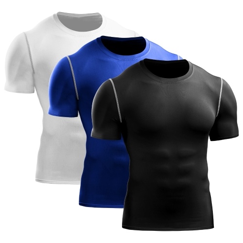 

3-Pack Men’s Sport Shirt Quick-Dry Gym Workout Fitness Running Undershirt O-Neck Solid Bodycon Tops