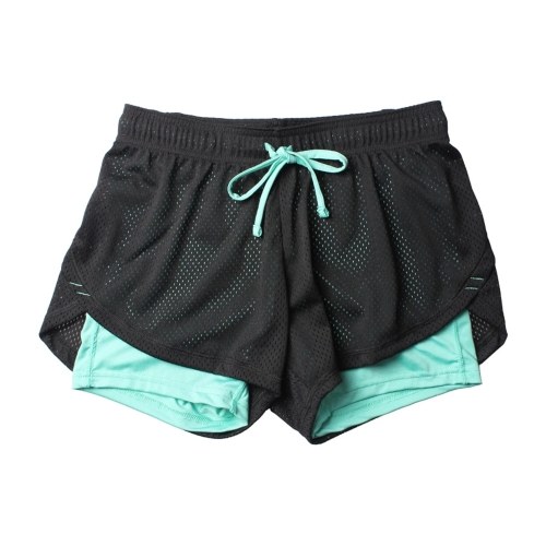 

Women 2-in-1 Sport Shorts Breathable Quick-Drying Elastic High Waist Drawstring Running Gym Yoga Shorts
