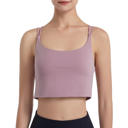 

Women Sport Bra Double-Layer Crossed Spaghetti Wireless Padded Running Gym Yoga Dance Sport Cami Tank Top