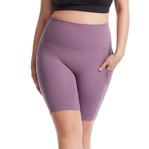 

Women Yoga Pants with Pockets High Waist Sporty Leggings Tights Fitness Workout Running Cycling Skinny Bodycon Half Pants Shorts for Gym Home Streets