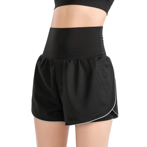 

Women 2-in-1 Yoga Shorts High Waist Wide Waistband Breathable Fabric Running Dancing Fitness Sports Shorts