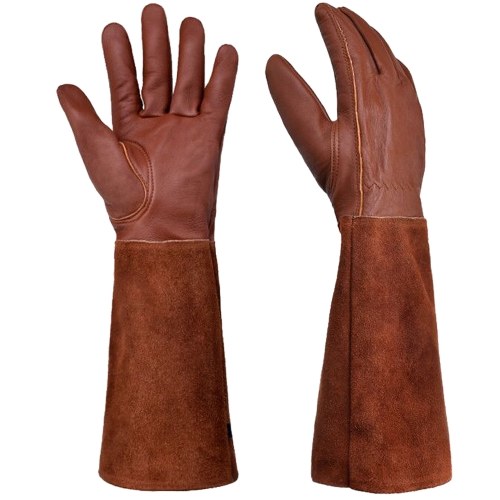 

Extra Long Welding Gloves Heat Resistant Leather Gloves Thorn-proof Garden Gloves Work Gloves for Fireplace Stove Oven Grill BBQ Gardening