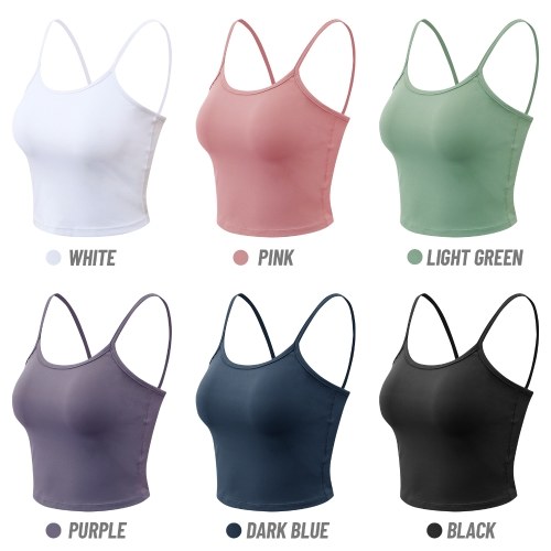 

Women Solid Camisole Spaghetti Shoulder Straps Cropped Tanks Tops Slim Vest for Yoga Sports