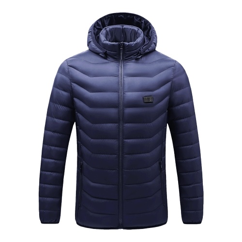 Men Heated Jackets USB Heating Detachable Hood Electric Warm Jackets Winter Coat